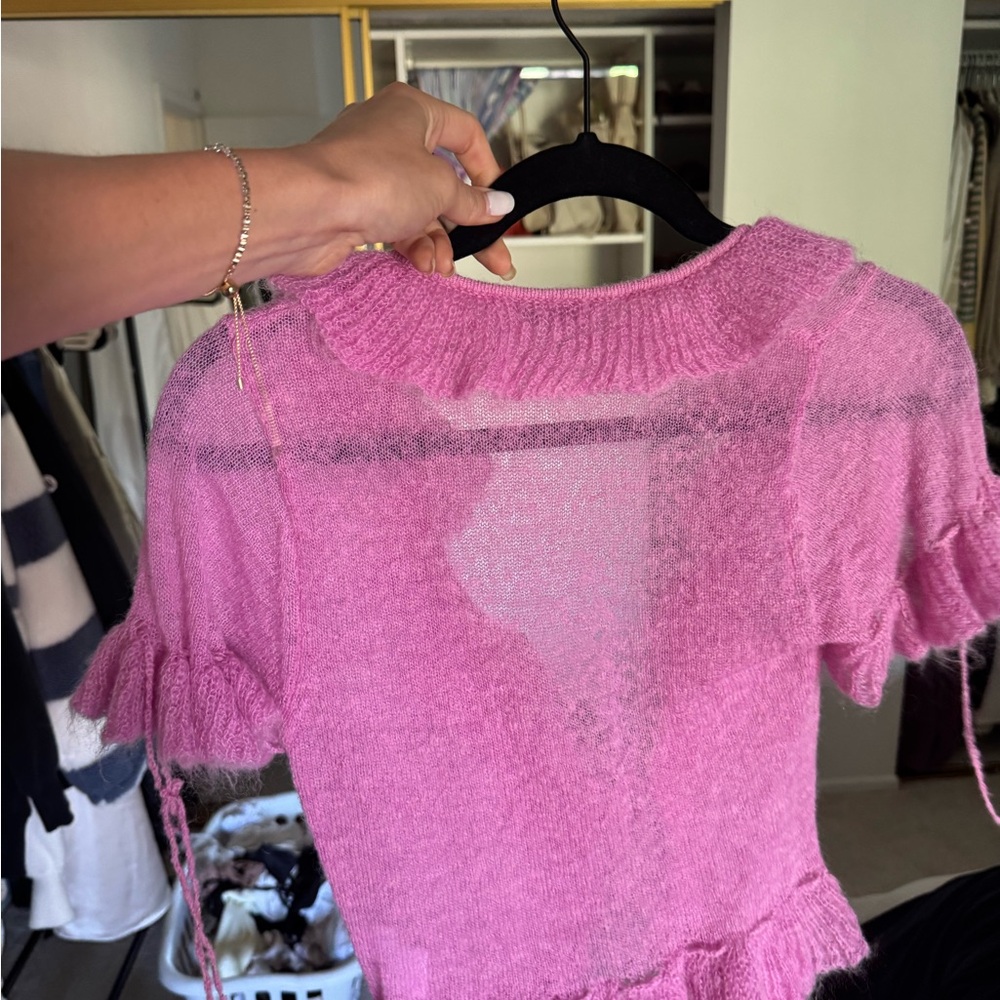 GUIZIO Pink Ruffle Knit Cardigan - Picture 4 of 4